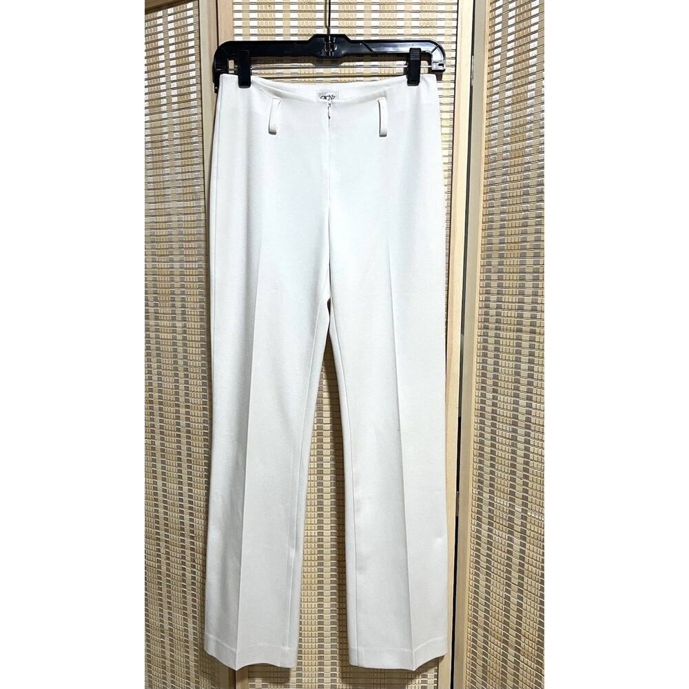Vtg CACHÉ White Dress Pants Sz 2 Made in USA Flat Front Straight Leg Minimalist